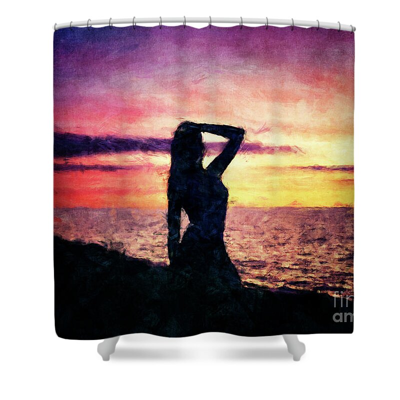 Beauty Shower Curtain featuring the digital art Beautiful Silhouette by Phil Perkins