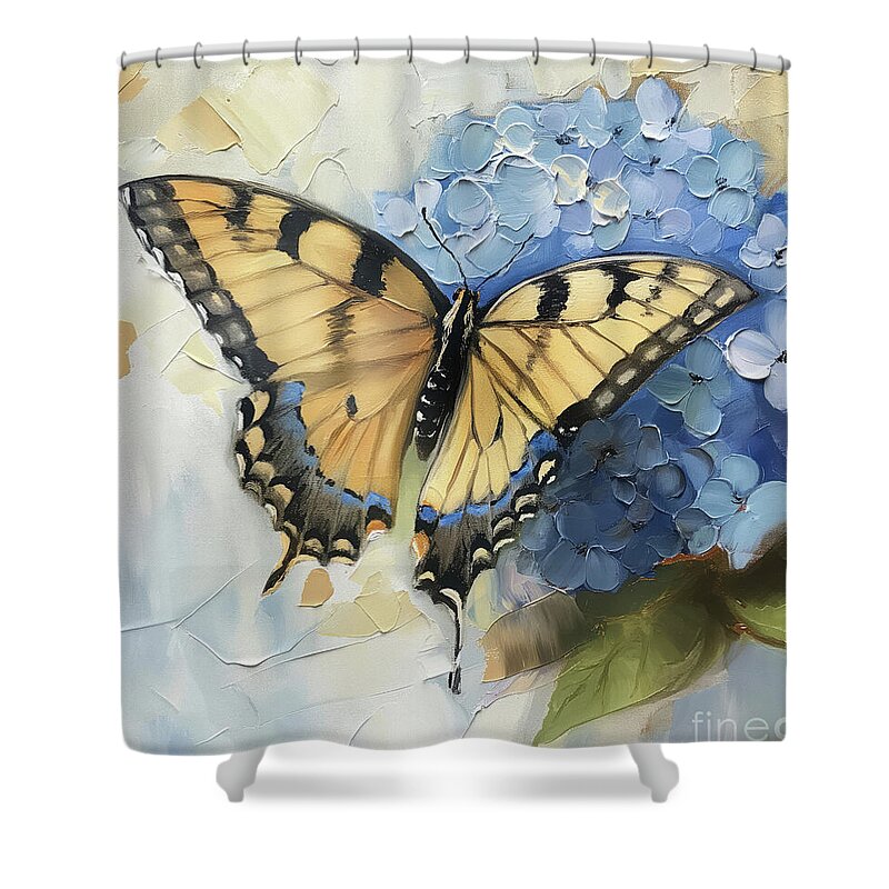 Butterfly Shower Curtain featuring the painting Beautiful Swallowtail Butterfly by Tina LeCour