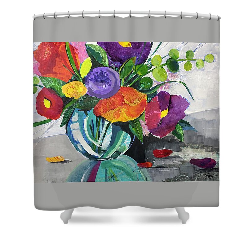  Shower Curtain featuring the mixed media Beautiful Vessel 1 by Julie Tibus