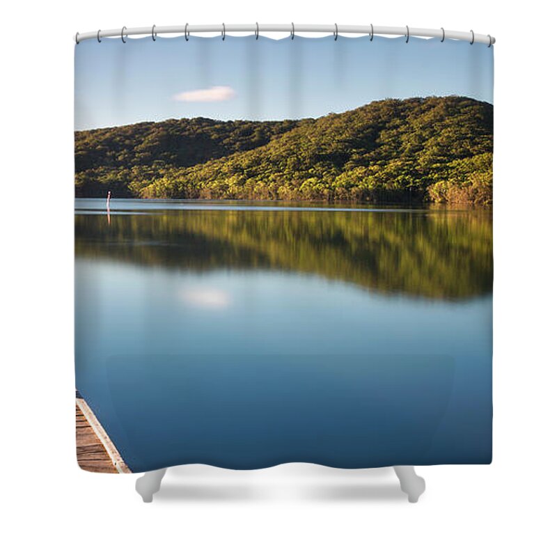Wallis Lakes Forster Shower Curtain featuring the digital art Beautiful Wallis Lakes 9797 by Kevin Chippindall
