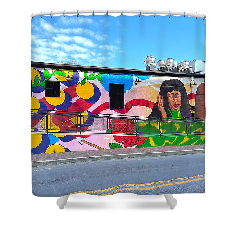 Mural Shower Curtain featuring the photograph Beauty on the Building by Lee Darnell