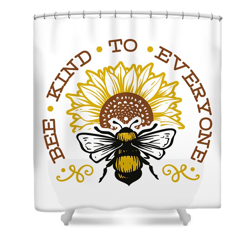 Kind Shower Curtain featuring the digital art Bee kind to everyone Funny Pun by Matthias Hauser