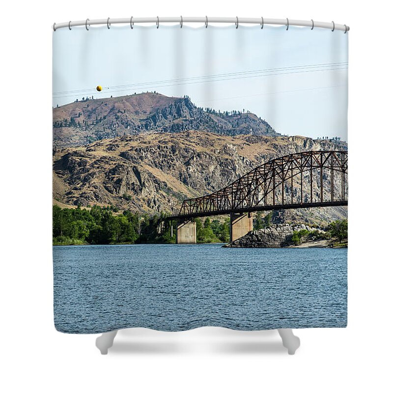 Beebe Bridges Over The Columbia Shower Curtain featuring the photograph Beebe Bridges over the Columbia by Tom Cochran