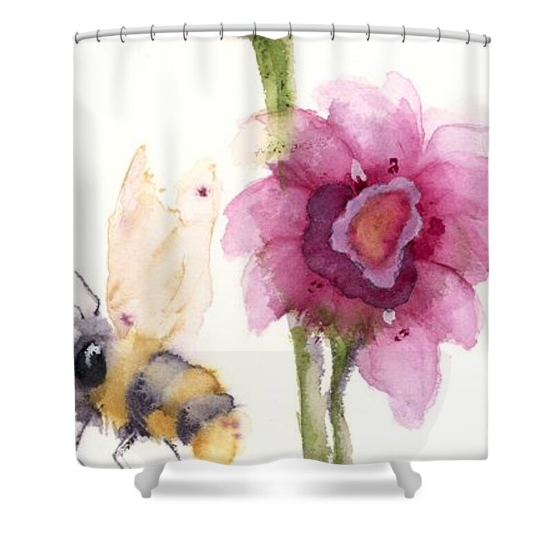 Bees Shower Curtain featuring the painting Bees #2 by Dawn Derman