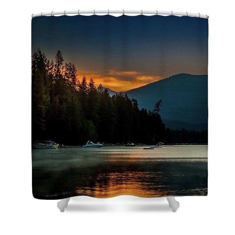 Sunrise On The Lake Shower Curtain featuring the photograph Before Sunrise by David Patterson