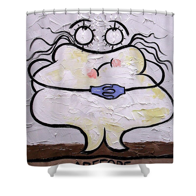 Before The Dentist Appointment Shower Curtain featuring the painting Before The Dentist Appointment by Anthony Falbo