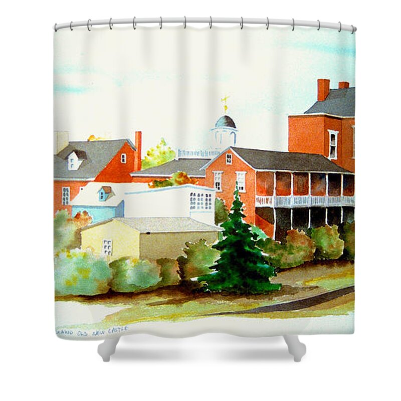Watercolor Shower Curtain featuring the painting Behind Old New Castle by William Renzulli