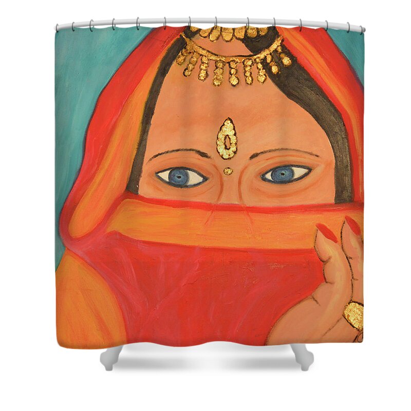 Women Shower Curtain featuring the painting Behind the Veil by Anita Hummel
