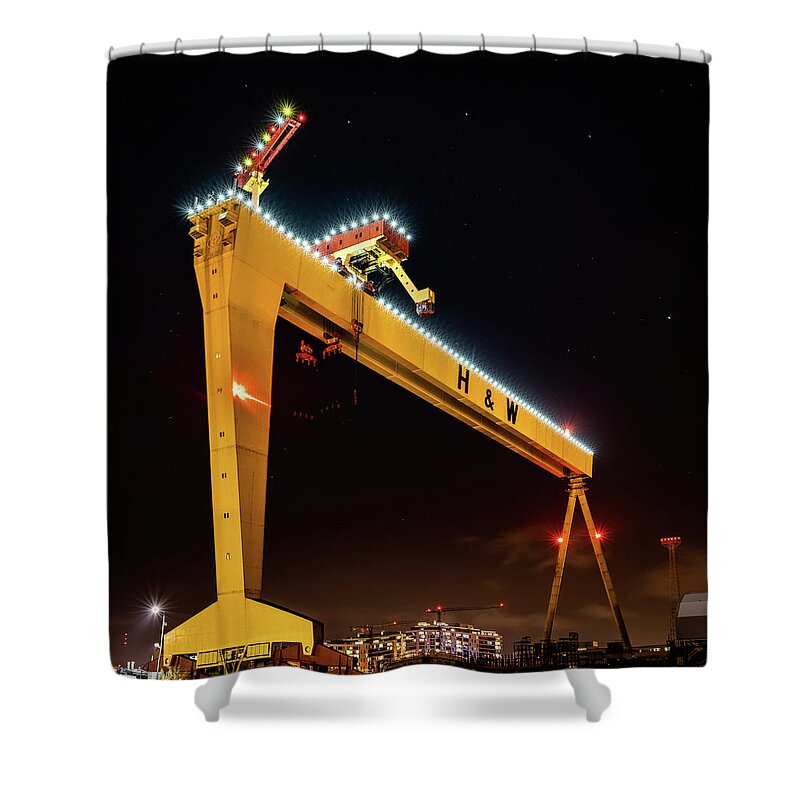 Belfast Shower Curtain featuring the photograph Belfast Shipyard 6 by Nigel R Bell