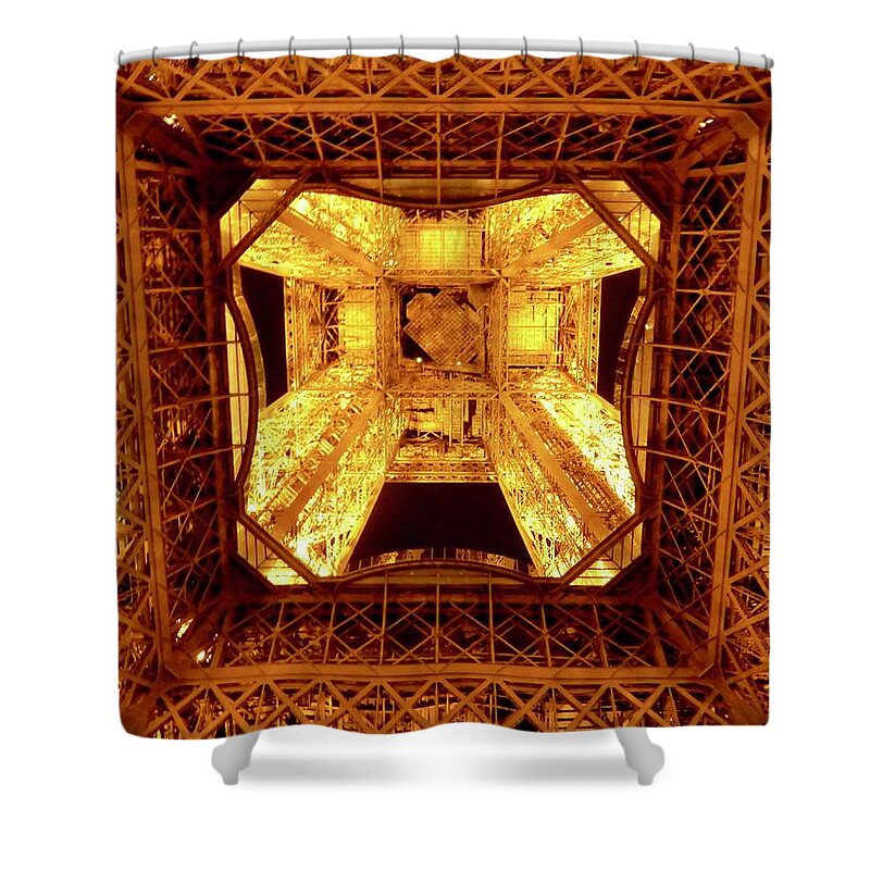 Paris Shower Curtain featuring the photograph Belly of the Eiffel Tower by Tim Mattox