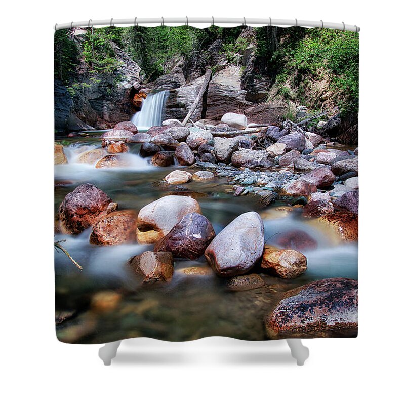 Waterfall Shower Curtain featuring the photograph Below the fall 2 by Thomas Nay