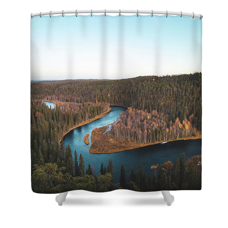 Kuusamo Shower Curtain featuring the photograph Bend in the Kitkajoki River in Oulanka National Park by Vaclav Sonnek