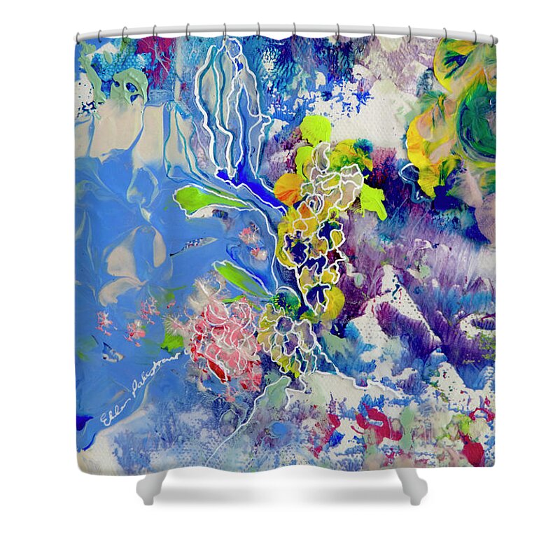 Wall Art Shower Curtain featuring the painting Beneath the Sea by Ellen Palestrant