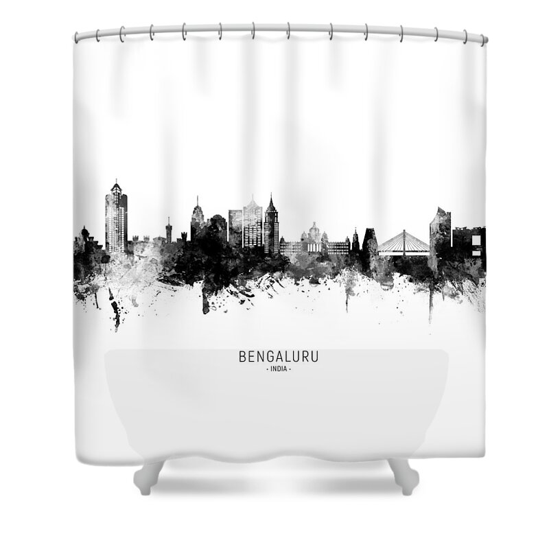 Bangalore Shower Curtain featuring the digital art Bengaluru Skyline India Bangalore #89 by Michael Tompsett