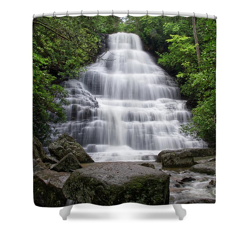 Nature Shower Curtain featuring the photograph Benton Falls 22 by Phil Perkins