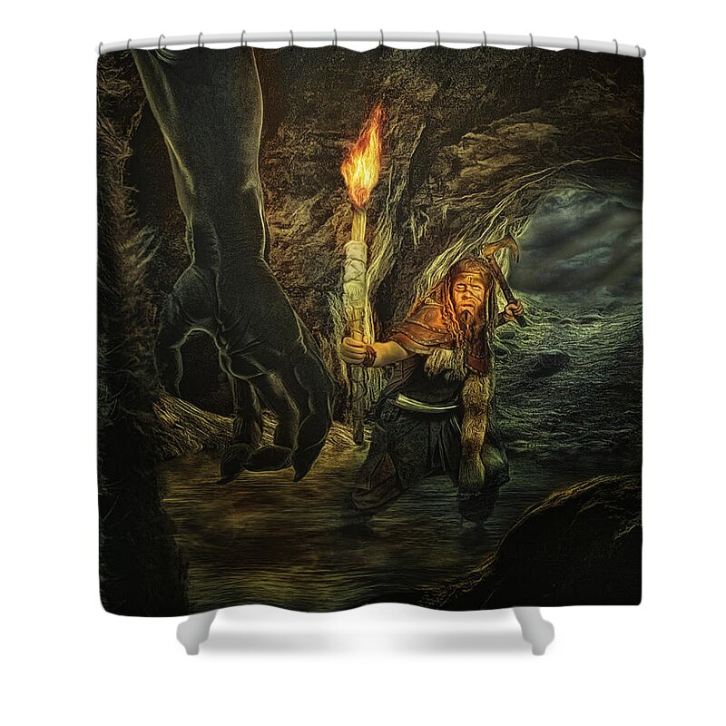 Beowulf Shower Curtain featuring the digital art Beowulf by Brad Barton