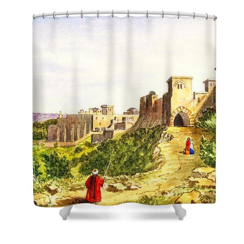 Bethlehem Shower Curtain featuring the photograph Bethlehem in 1820s in Colors by Munir Alawi