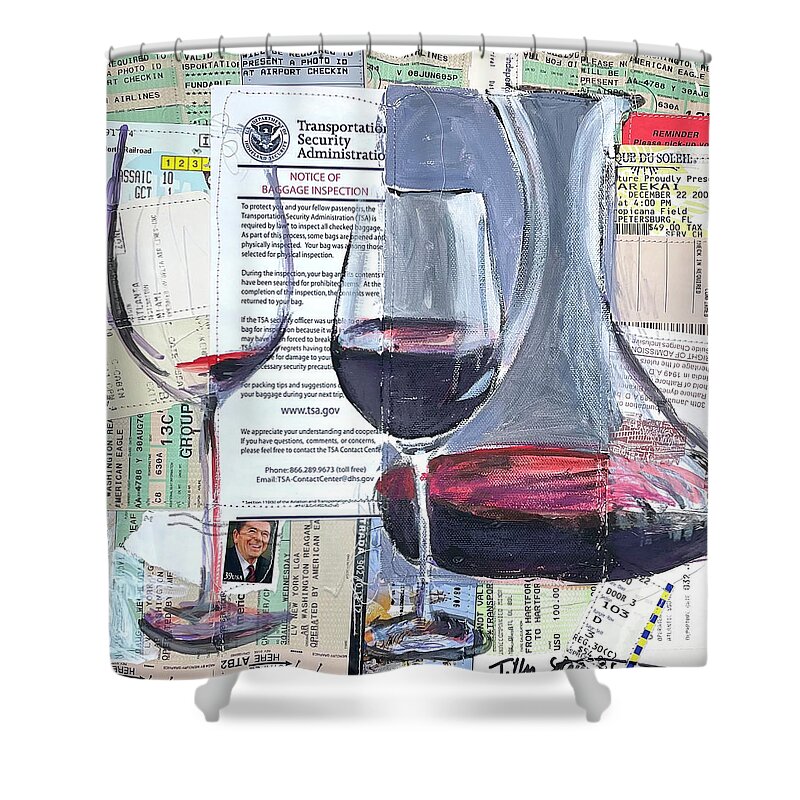 Red Wine Shower Curtain featuring the painting Better with Age by Tilly Strauss