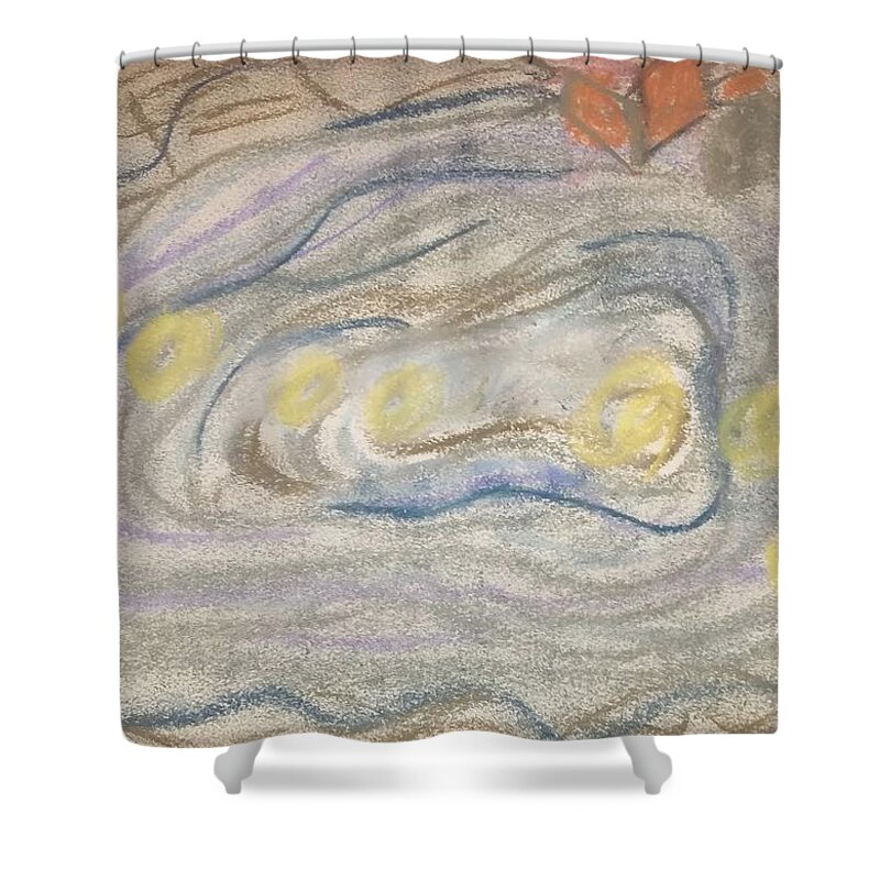 Abstract Shower Curtain featuring the pastel Beyond by Suzanne Berthier