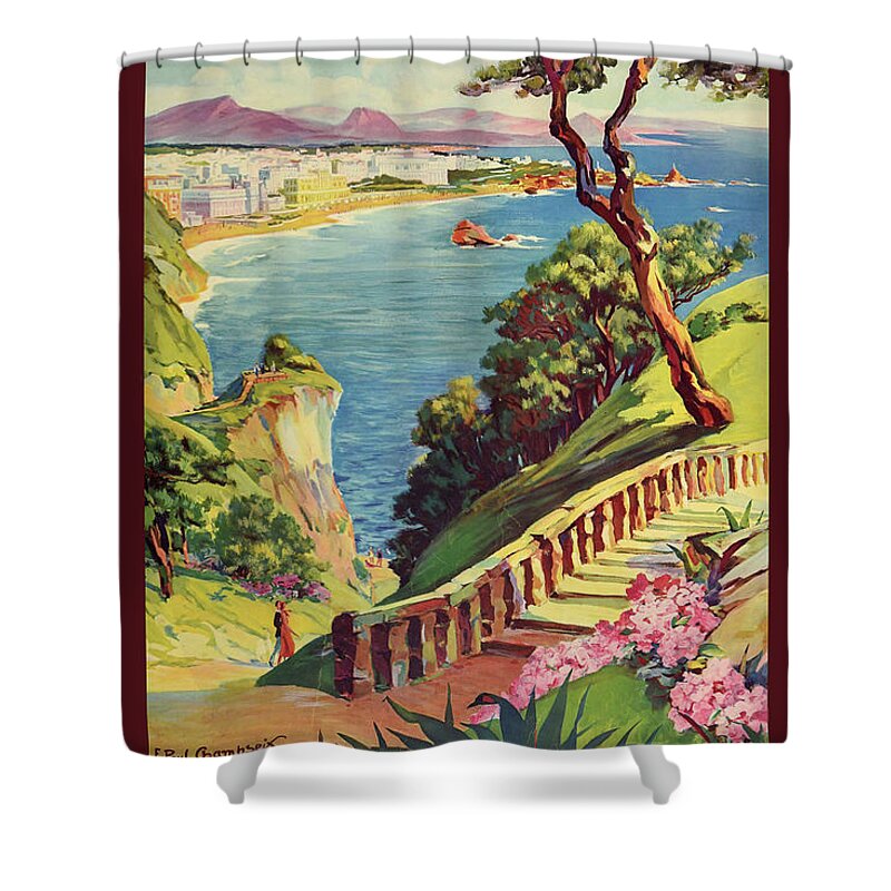 Biarritz Shower Curtain featuring the digital art Biarritz by Long Shot