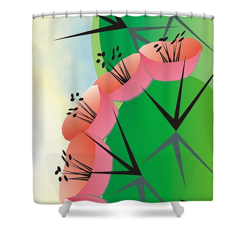 Cactus Shower Curtain featuring the digital art Big Cactus Two by Ted Clifton