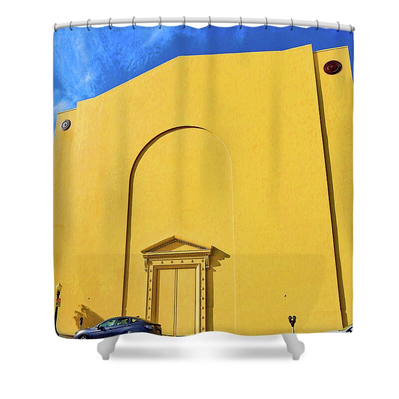 Building Shower Curtain featuring the photograph Big Door Big Building by Andrew Lawrence