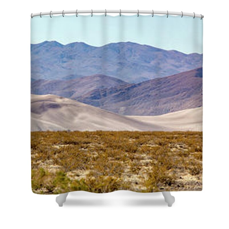 Big Dune Nevada Panorama Shower Curtain featuring the photograph Big Dune Nevada Panorama by Dustin K Ryan