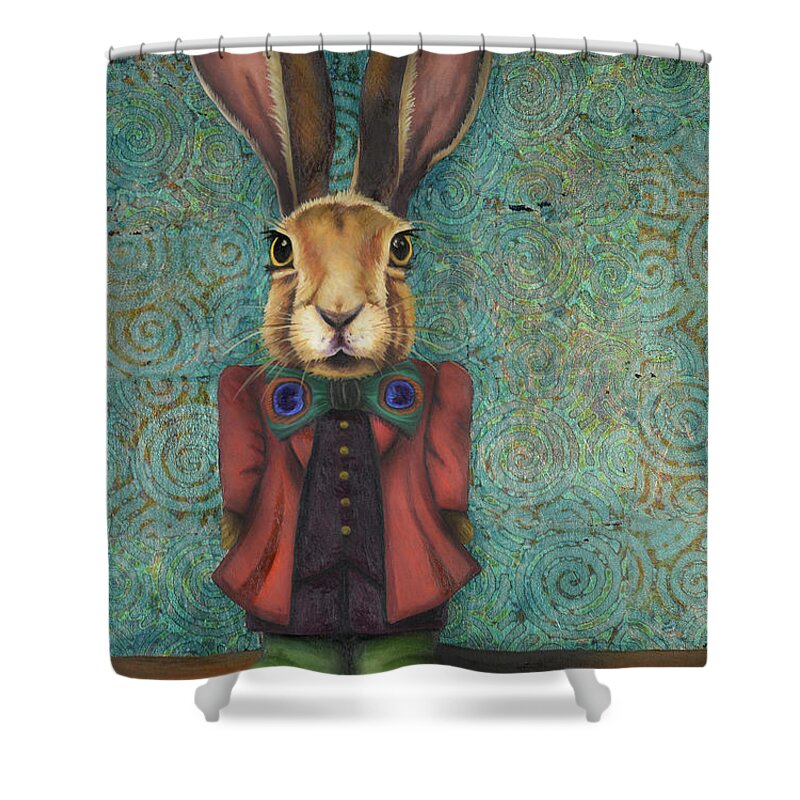 Rabbit Shower Curtain featuring the painting Big Ears 3 by Leah Saulnier The Painting Maniac