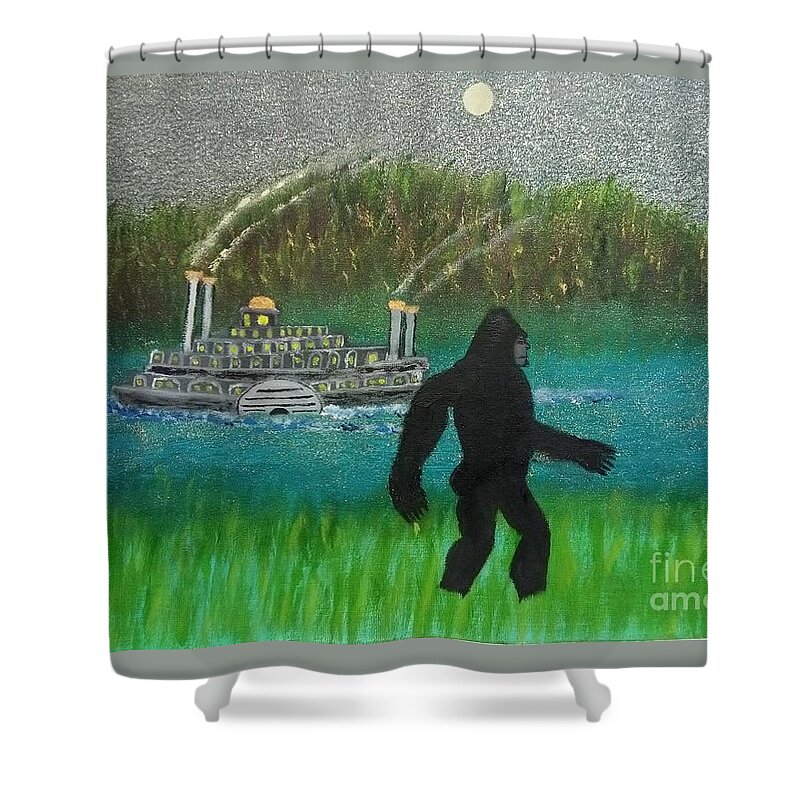 Bigfoot Shower Curtain featuring the painting Big Foot by David Westwood