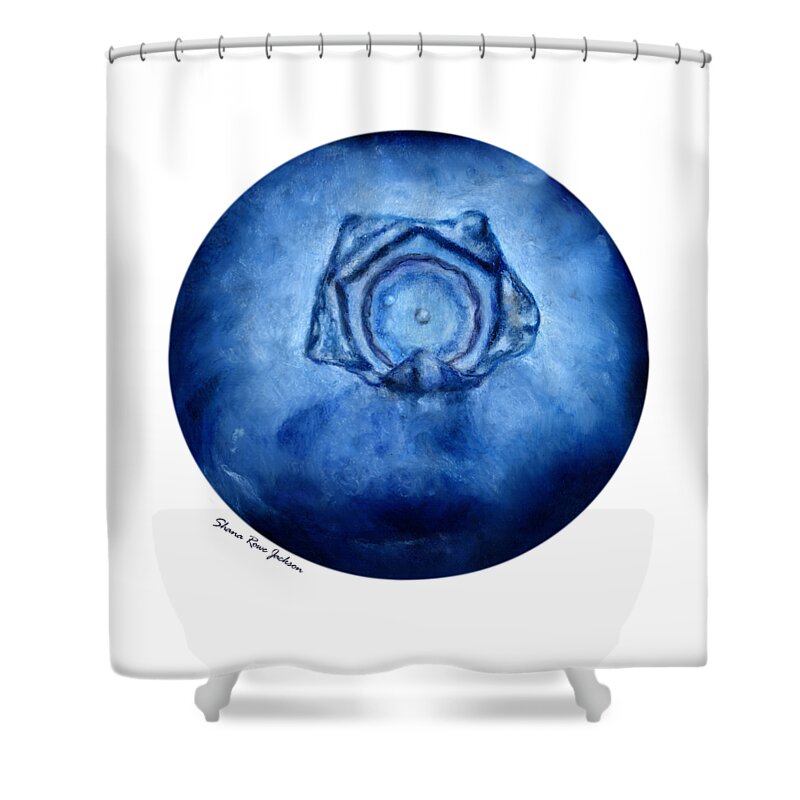 Blueberry Shower Curtain featuring the pastel Big 'ol Bodacious Blueberry by Shana Rowe Jackson