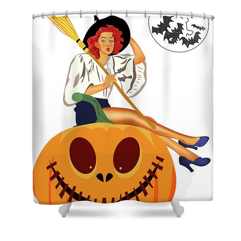 Pumpkin Shower Curtain featuring the digital art Big Pumpkin Girl by Long Shot