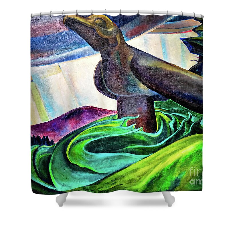 Big Raven Shower Curtain featuring the painting Big Raven 1931 by Emily Carr by Emily Carr