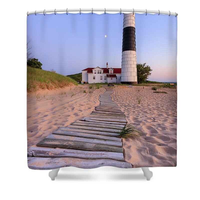3scape Photos Shower Curtain featuring the photograph Big Sable Point Lighthouse by Adam Romanowicz