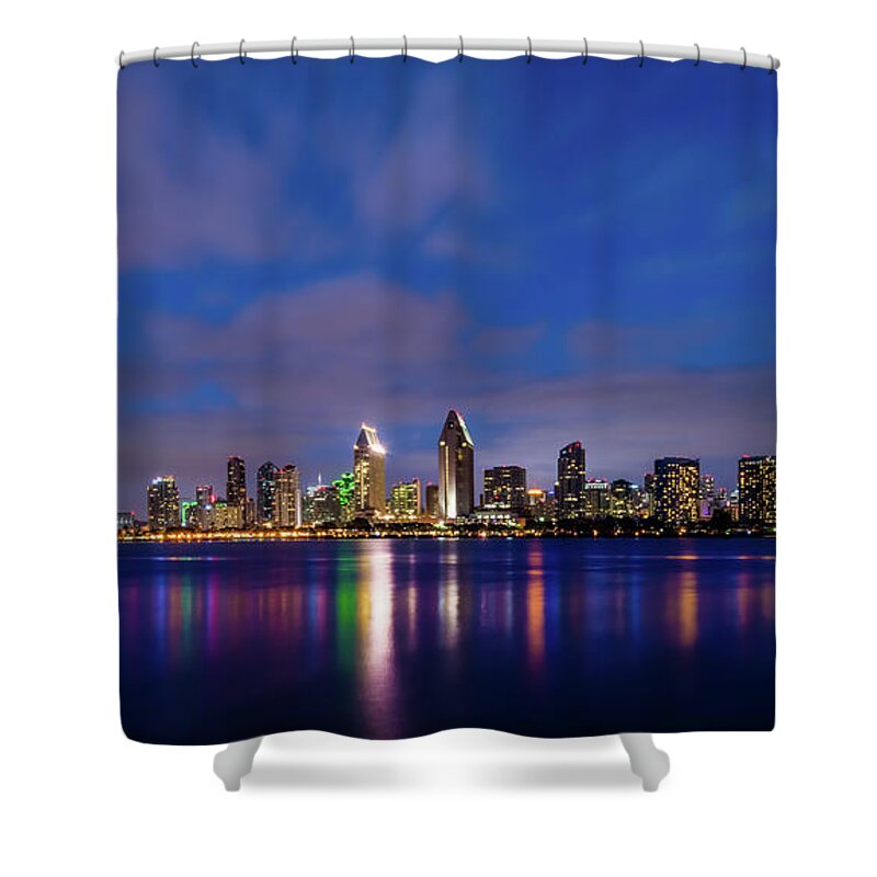 Beach Shower Curtain featuring the photograph Big Sky, Vibrant Reflections by David Levin