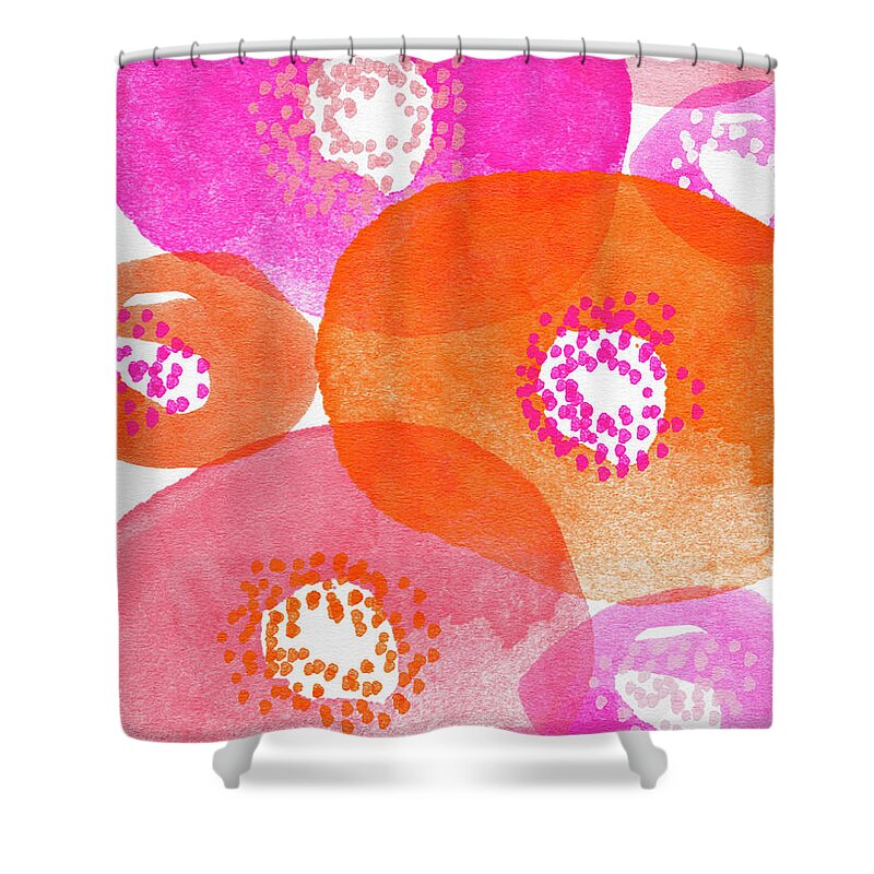Flowers Shower Curtain featuring the painting Big Spring Flowers- Contemporary watercolor painting by Linda Woods