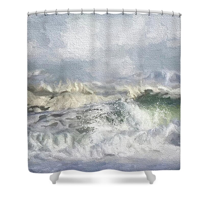 Ocean Shower Curtain featuring the photograph Big Surf by Karen Lynch