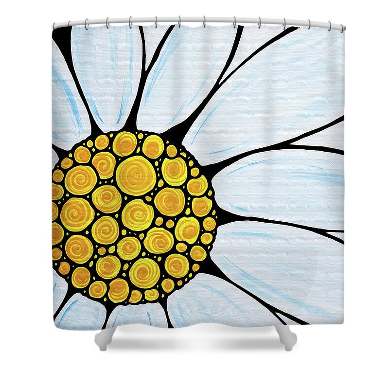 White Daisy Shower Curtain featuring the painting Big White Daisy by Sharon Cummings