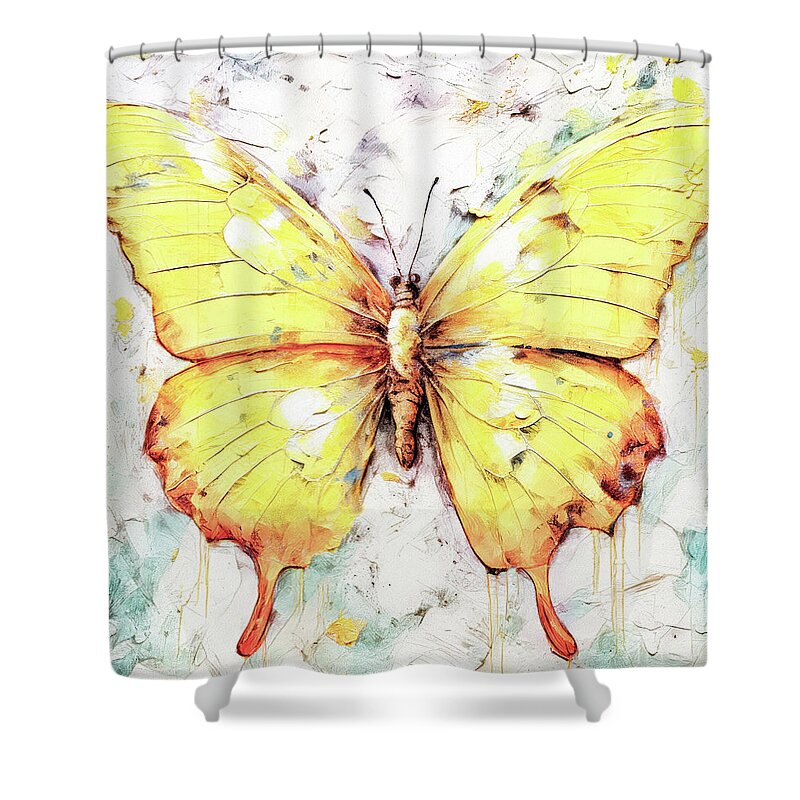 Butterfly Shower Curtain featuring the painting Big Yellow Butterfly by Tina LeCour