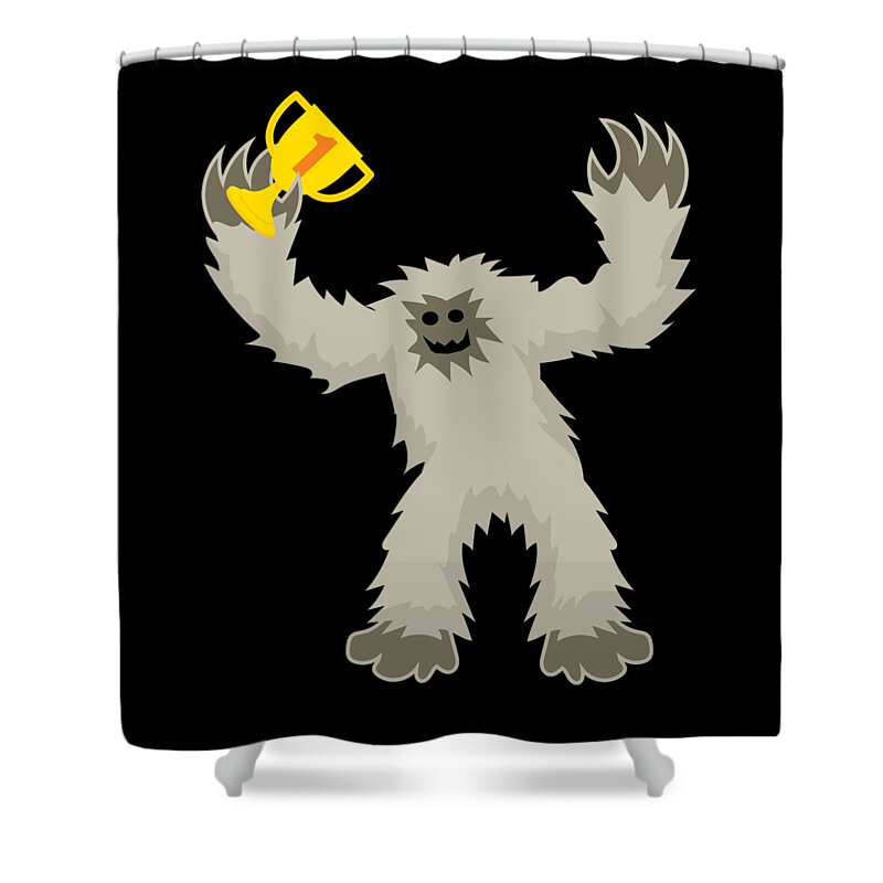 Funny Shower Curtain featuring the digital art Bigfoot Reigning Hide and Seek Champion by Flippin Sweet Gear