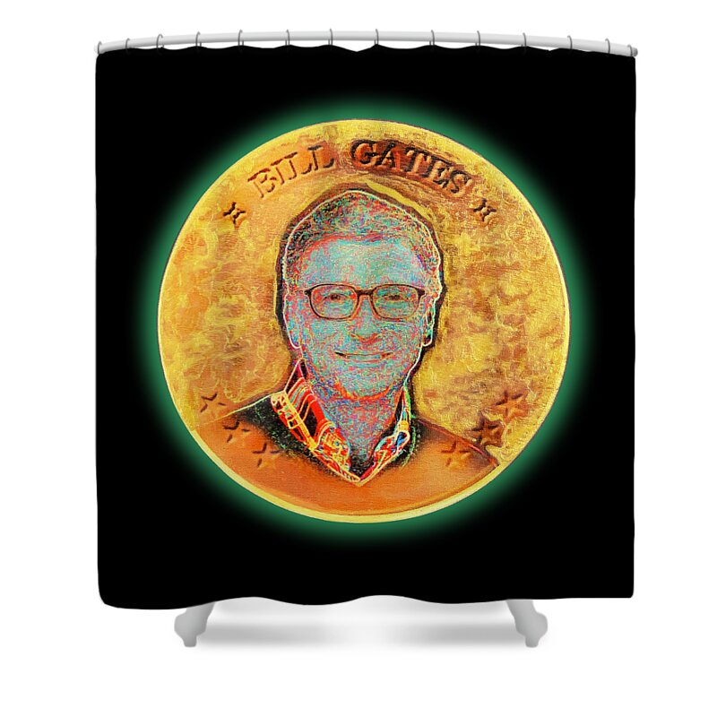 Wunderle Shower Curtain featuring the mixed media Bill Gates by Wunderle