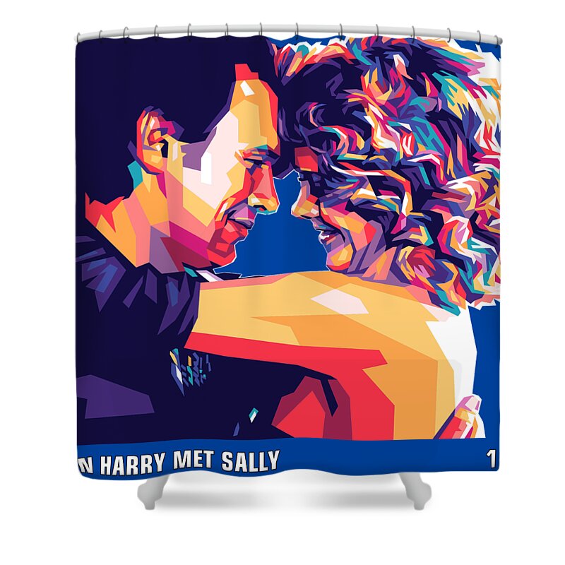 Billy Crystal Shower Curtain featuring the mixed media Billy Crystal and Meg Ryan by Movie World Posters