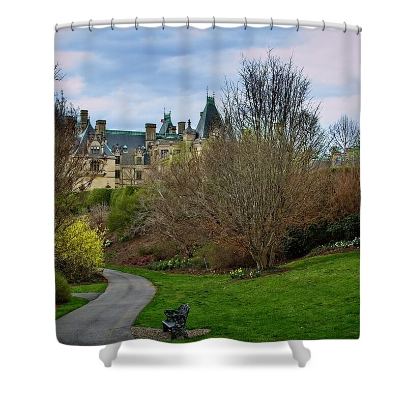 Path Shower Curtain featuring the photograph Biltmore House Garden Path by Allen Nice-Webb