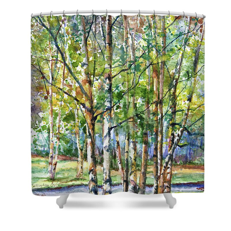 Birch Trees Shower Curtain featuring the painting Birch Trees by Patricia Allingham Carlson