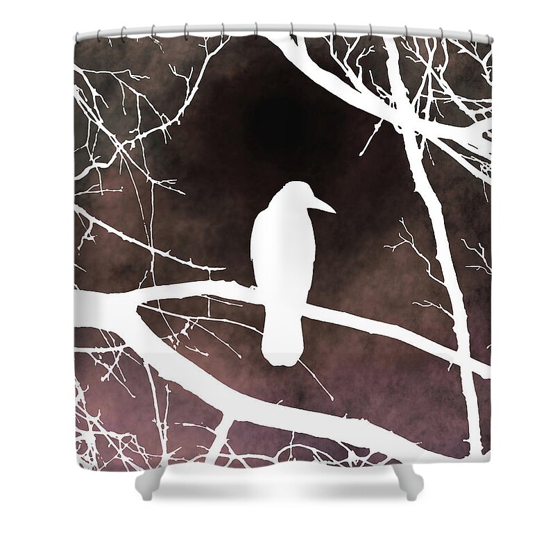 Bird Shower Curtain featuring the digital art Bird 79 Crow Raven by Lucie Dumas