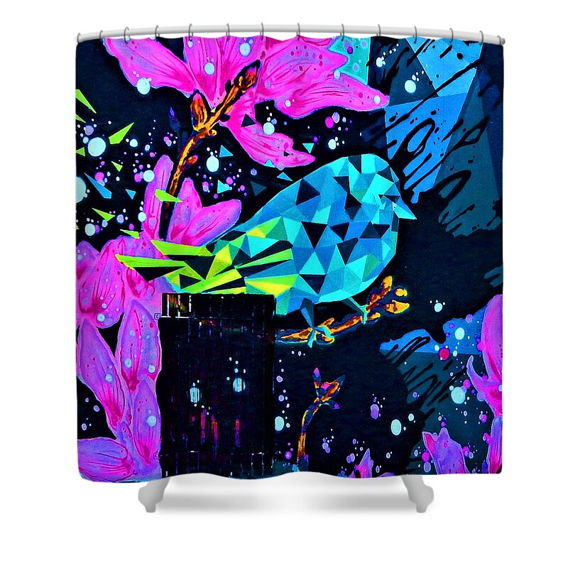 Bird Shower Curtain featuring the photograph Bird Mural by Andrew Lawrence