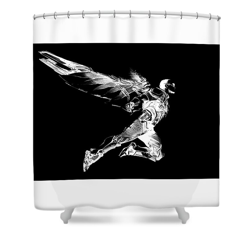 Bird Of Vengeance Shower Curtain featuring the digital art Bird of Vengeance 3 by Aldane Wynter