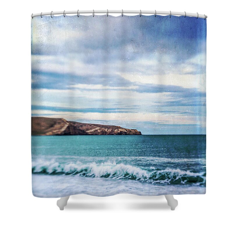 Sky Shower Curtain featuring the photograph Birdlings View by Roseanne Jones