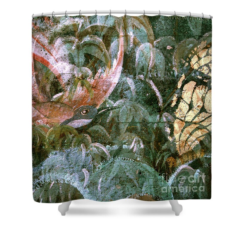 Paradise Shower Curtain featuring the photograph birds and butterflies paintings - Concrete Jungle by Sharon Hudson