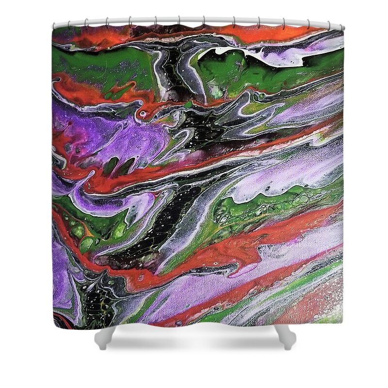 Abstract Shower Curtain featuring the painting Birds Flying by Pour Your heART Out Artworks
