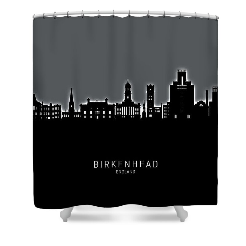 Birkenhead Shower Curtain featuring the digital art Birkenhead England Skyline #89 by Michael Tompsett